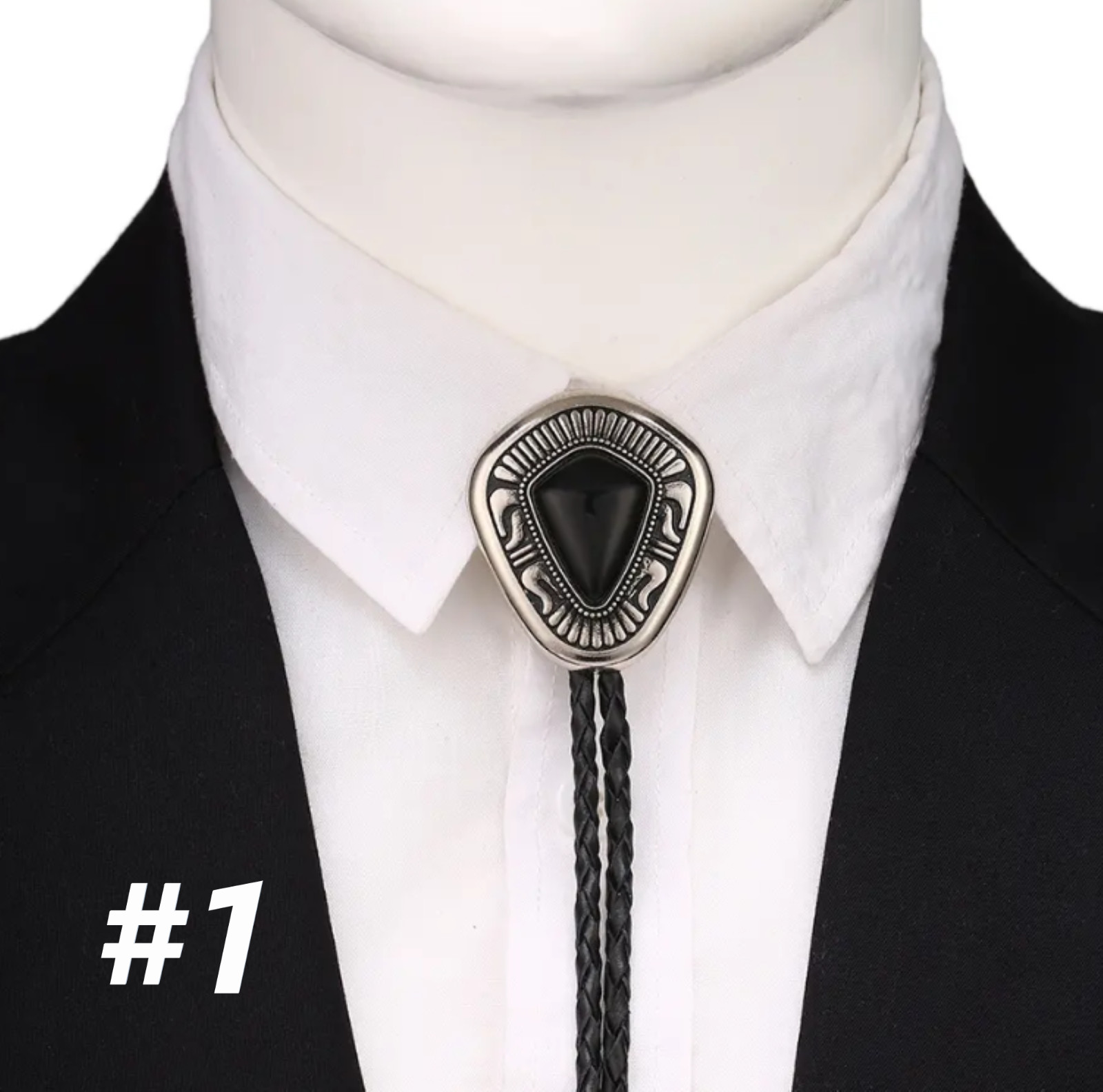 Bolo Tie Mens Wedding Necklace 38″ Leather Rope Western Cowboy Style