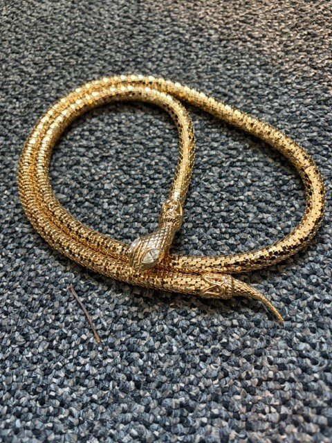 Vintage Gold Tone Mesh Snake Belt/ Necklace with Clear Eyes