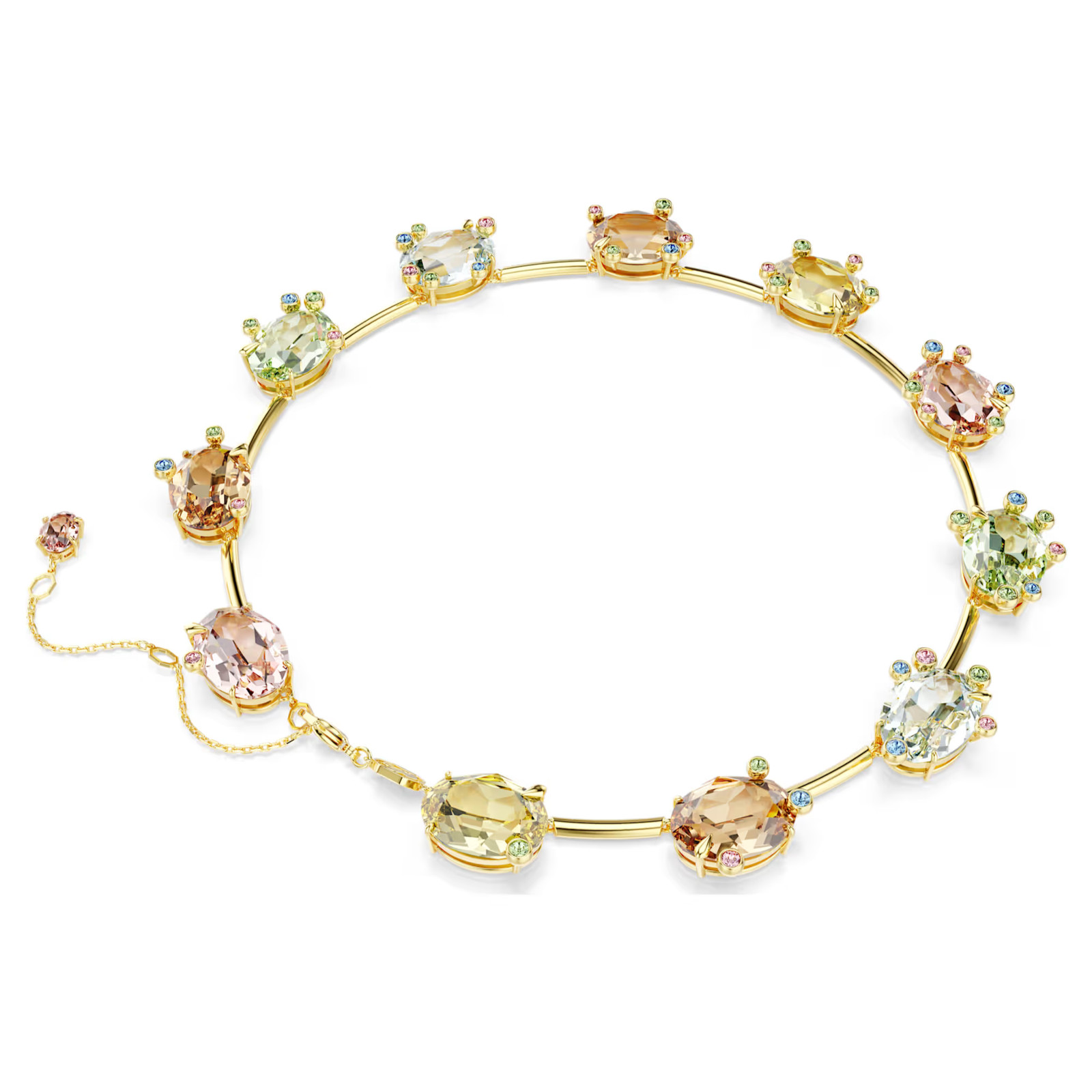 Gema Multicolored Gold Tone Plated Necklace Mixed Cuts New