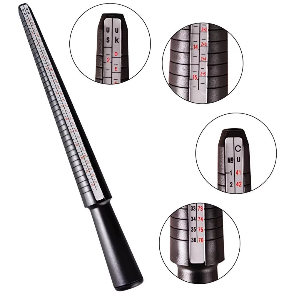 Ring Sizer Gauge Mandrel Finger Sizing Measure Stick Standard Tool Sliver