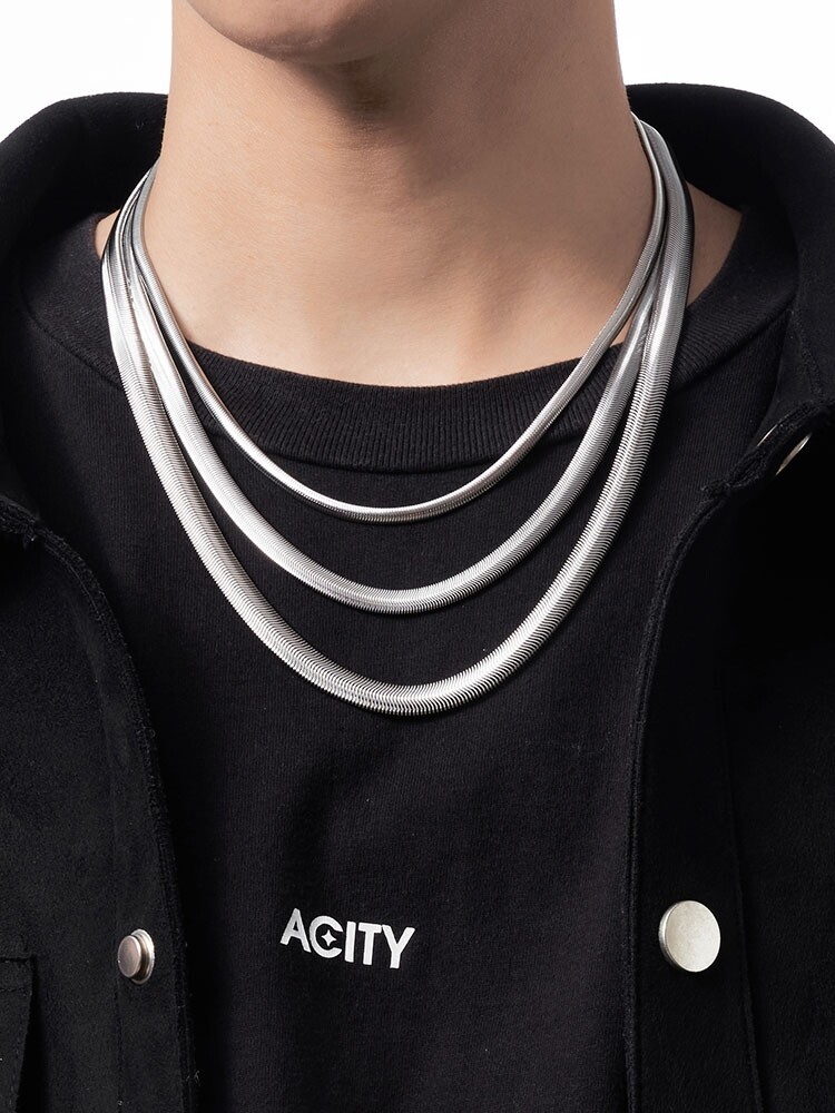 1.6-8mm Real Stainless Steel Silver Flat Snake Chain Necklace Women Men 18-36”