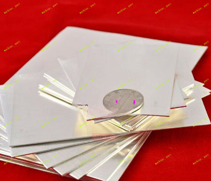 99.99% Sterling Silver Sheet Rectangular Blank 5x10cm Jeweler DIY 0.01mm~0.5mm