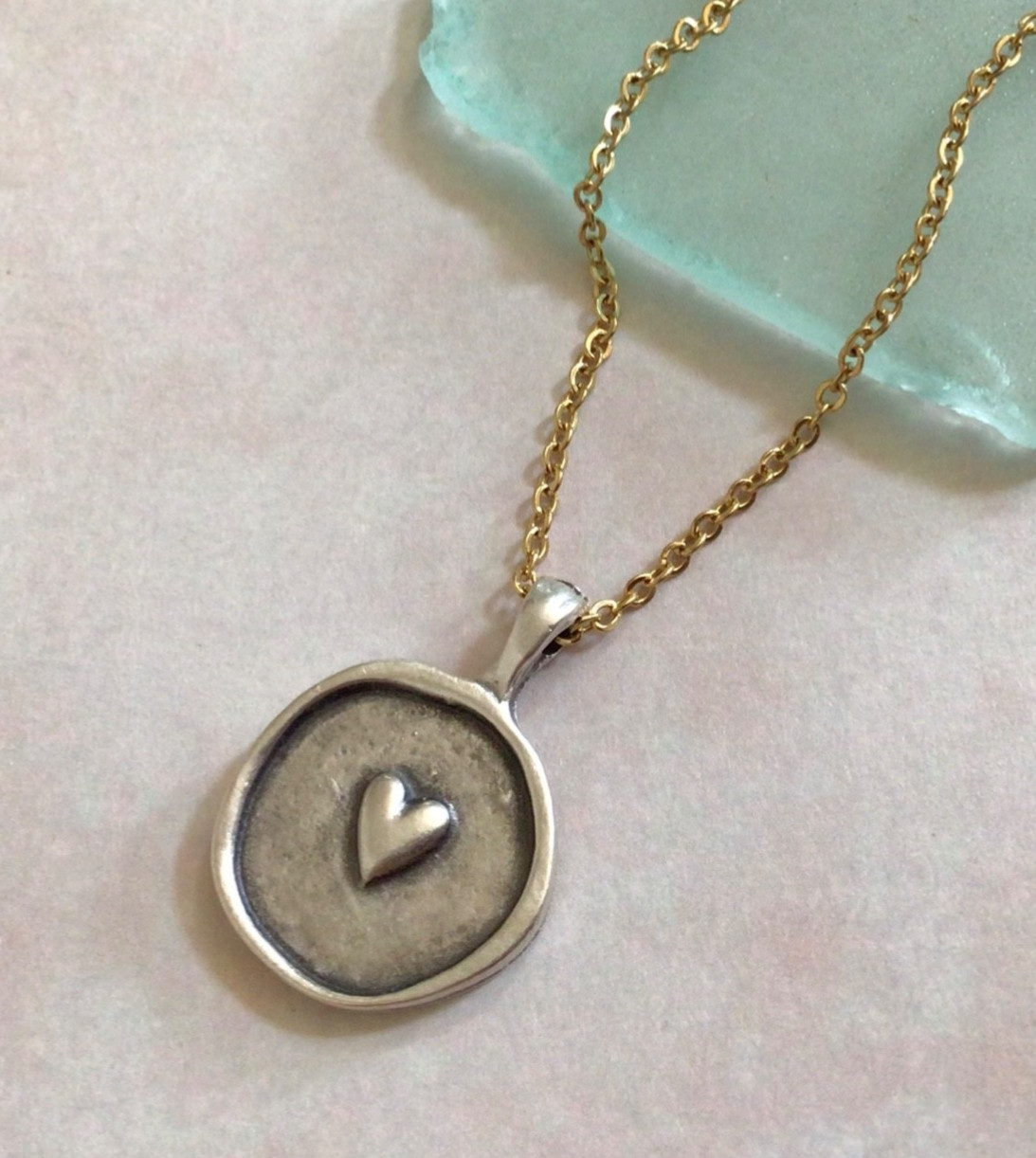 ARTISAN HANDMADE SUNDANCE CHARM HEART NECKLACE HANDCRAFTED SILVER JEWELRY
