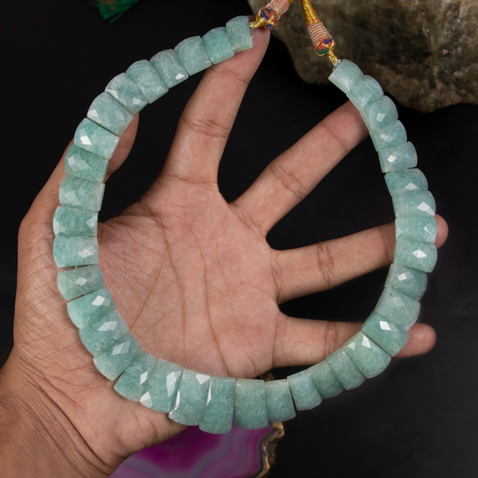 Amazonite Fancy Shape Layout Necklace, 9X14MM To 12X23MM, Faceted Gemstone choke