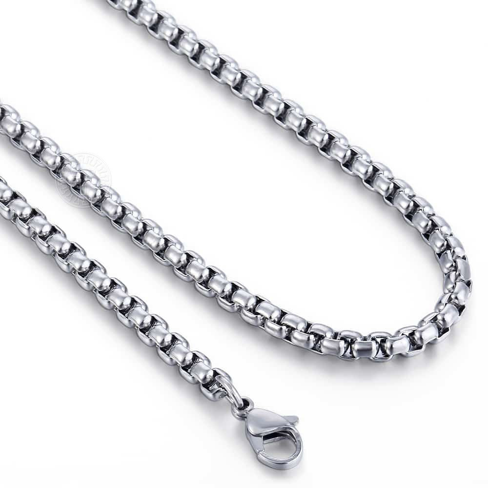 4mm Silver Titanium steel Box Chain Necklace Men Women 18 inch-24 inch