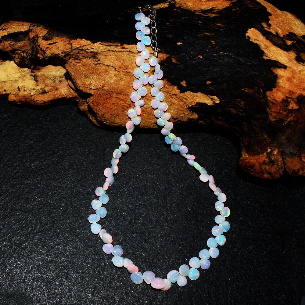 Exclusive 101 Cts World Class Amazing Ethiopian Opal Beaded Necklace VK 14 E711