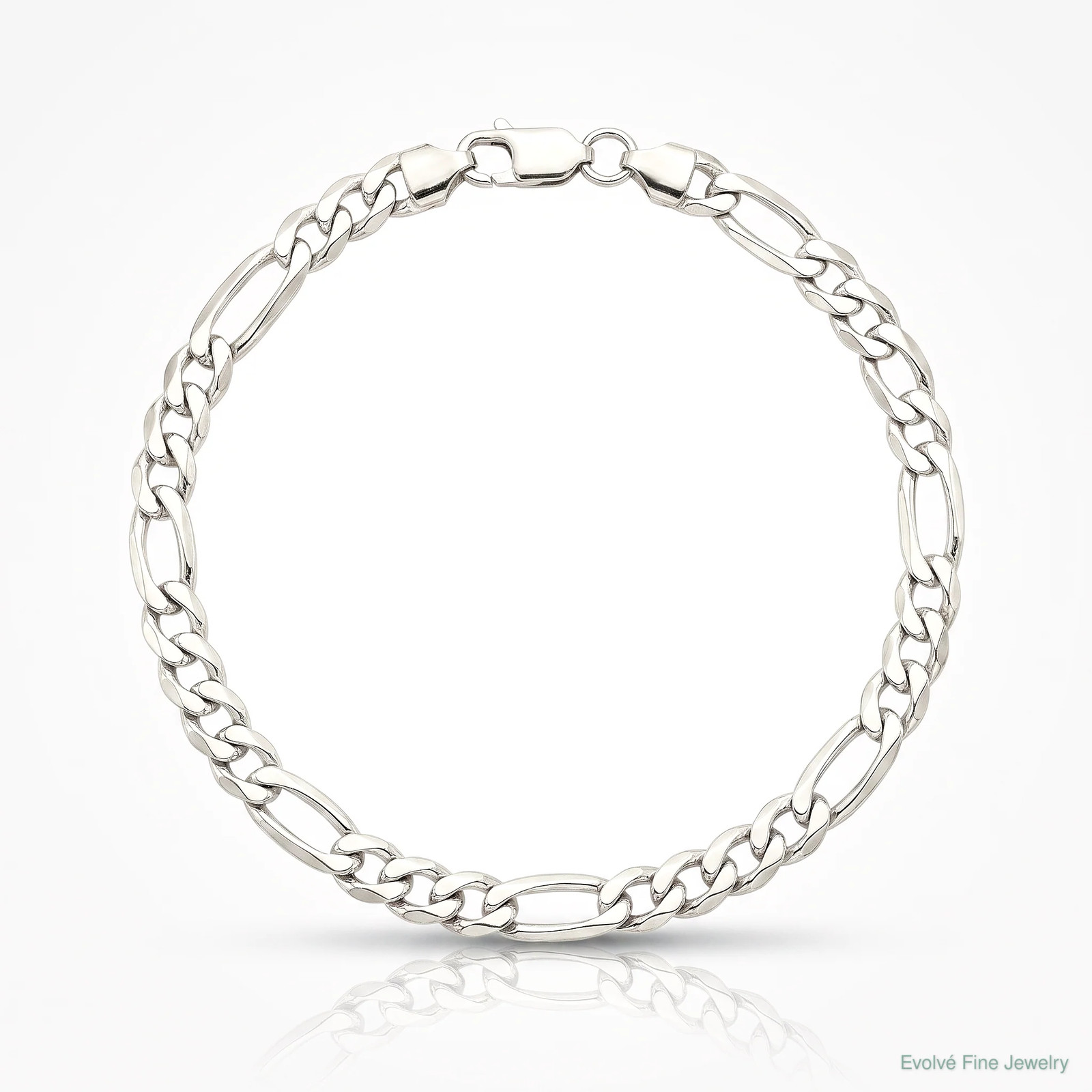 Sterling Silver 5.5mm Lightweight Flat Figaro Chain Bracelet 7″-9″