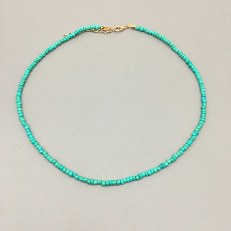 Women Necklace Seed Beads Strand String Beaded Short Jewelry 16 Inches Chokers