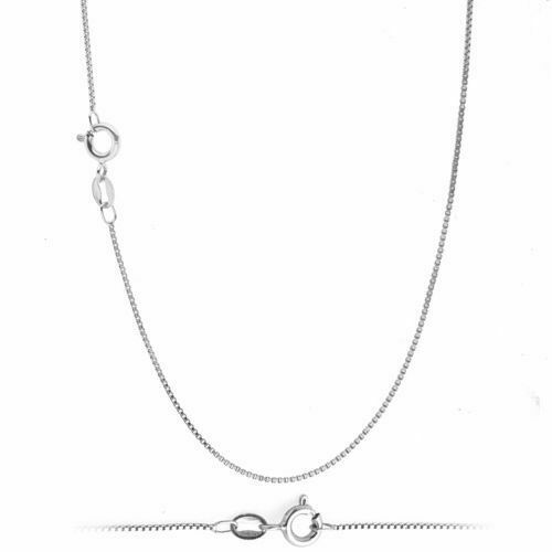 Solid Sterling Silver BOX Chain Necklace 0.8mm Stamped 925 Made In Italy