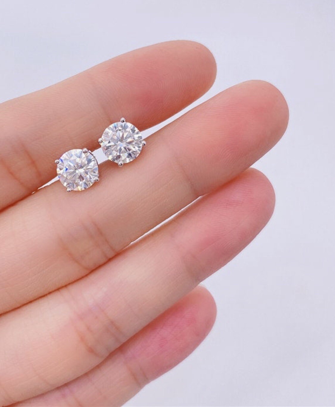 5.00 Ct Brilliant Round Cut Lab Created VVS1/D Stud Earrings 14K White Gold 8mm