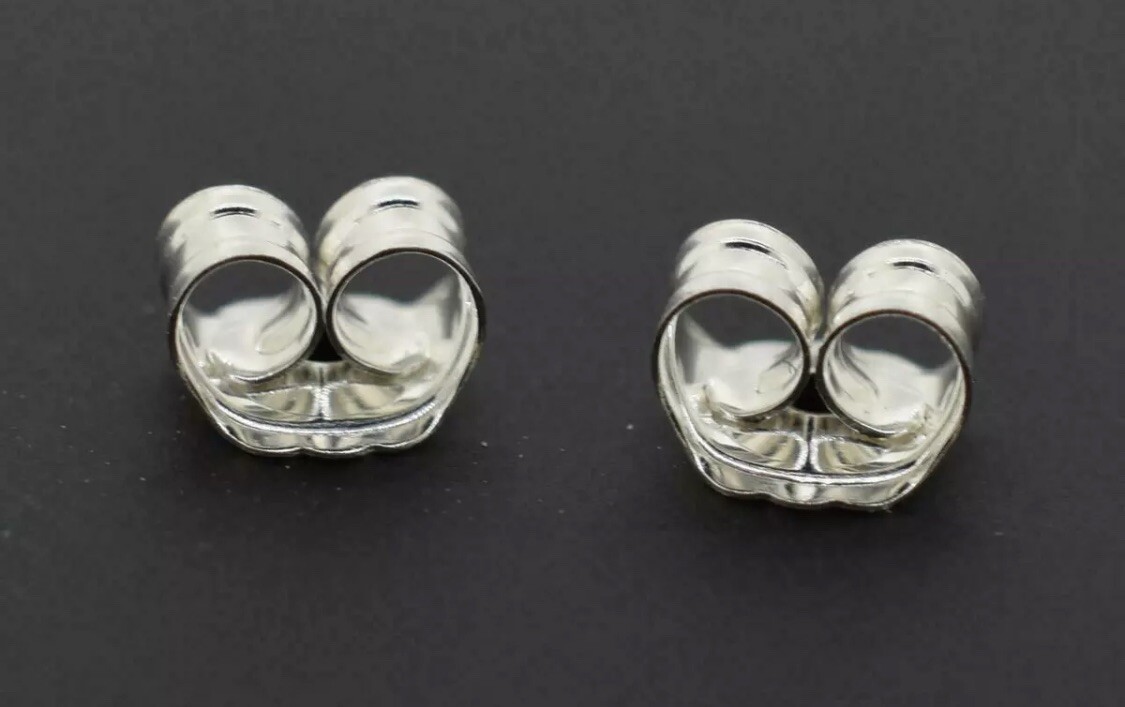 White Gold Finish Push Back Butterfly Replacement Earring Backs (2-Pair)