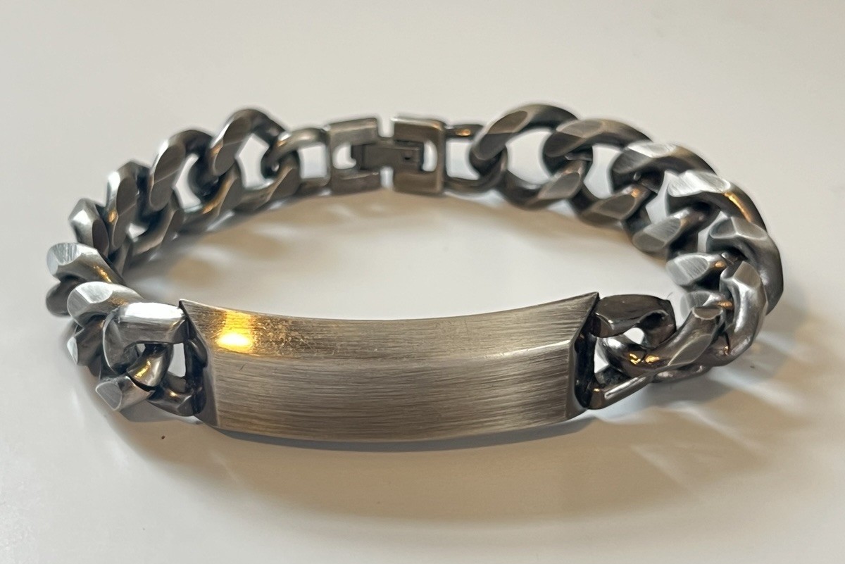 SPEIDEL ID Bracelet Dark Silver Tone 8.5” Link Bracelet Engrave-able