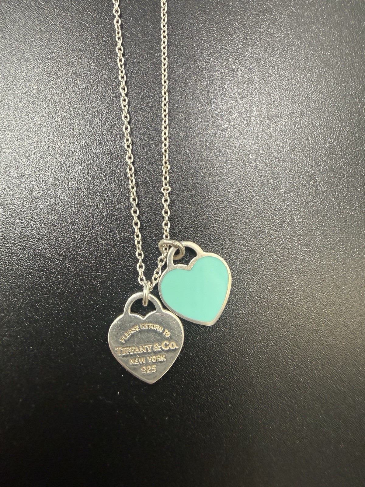 Tiffany & Co Sterling 925 Return To Tiffany Blue Double Heart Necklace Box Pouch