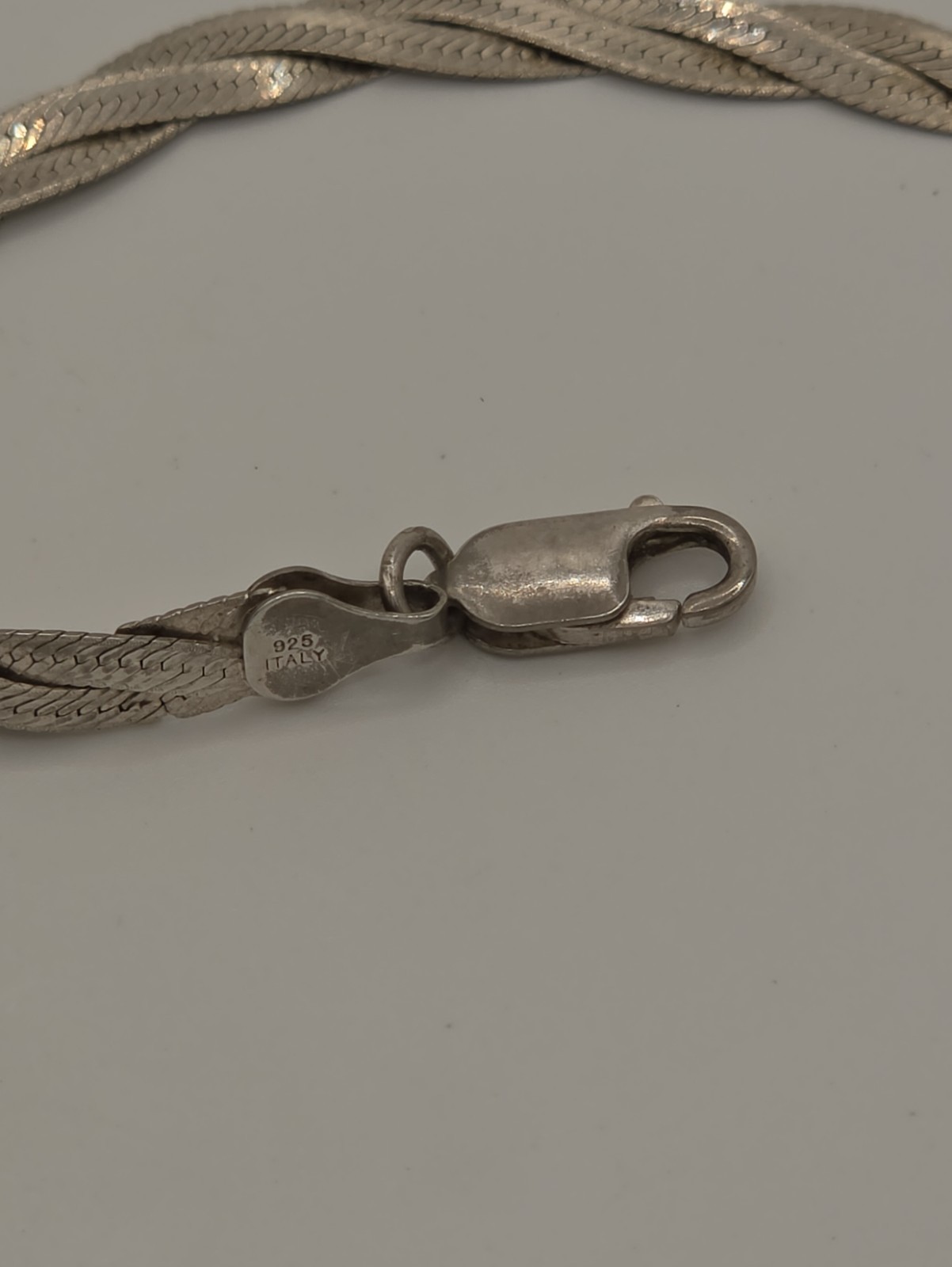Vintage Italian Sterling Silver Braided Herringbone Bracelet 925 Italy 7.5″