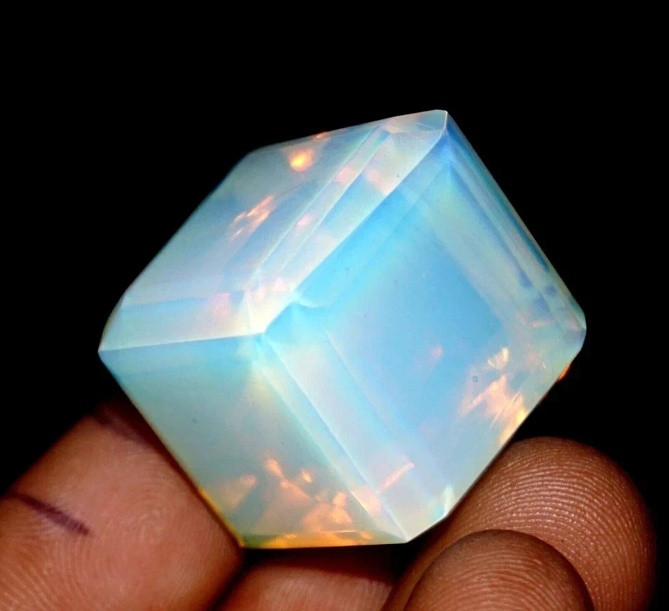 103.00 CT Certified Blue Fire Opal Cube Stunning Loose Gemstone For Jewelry