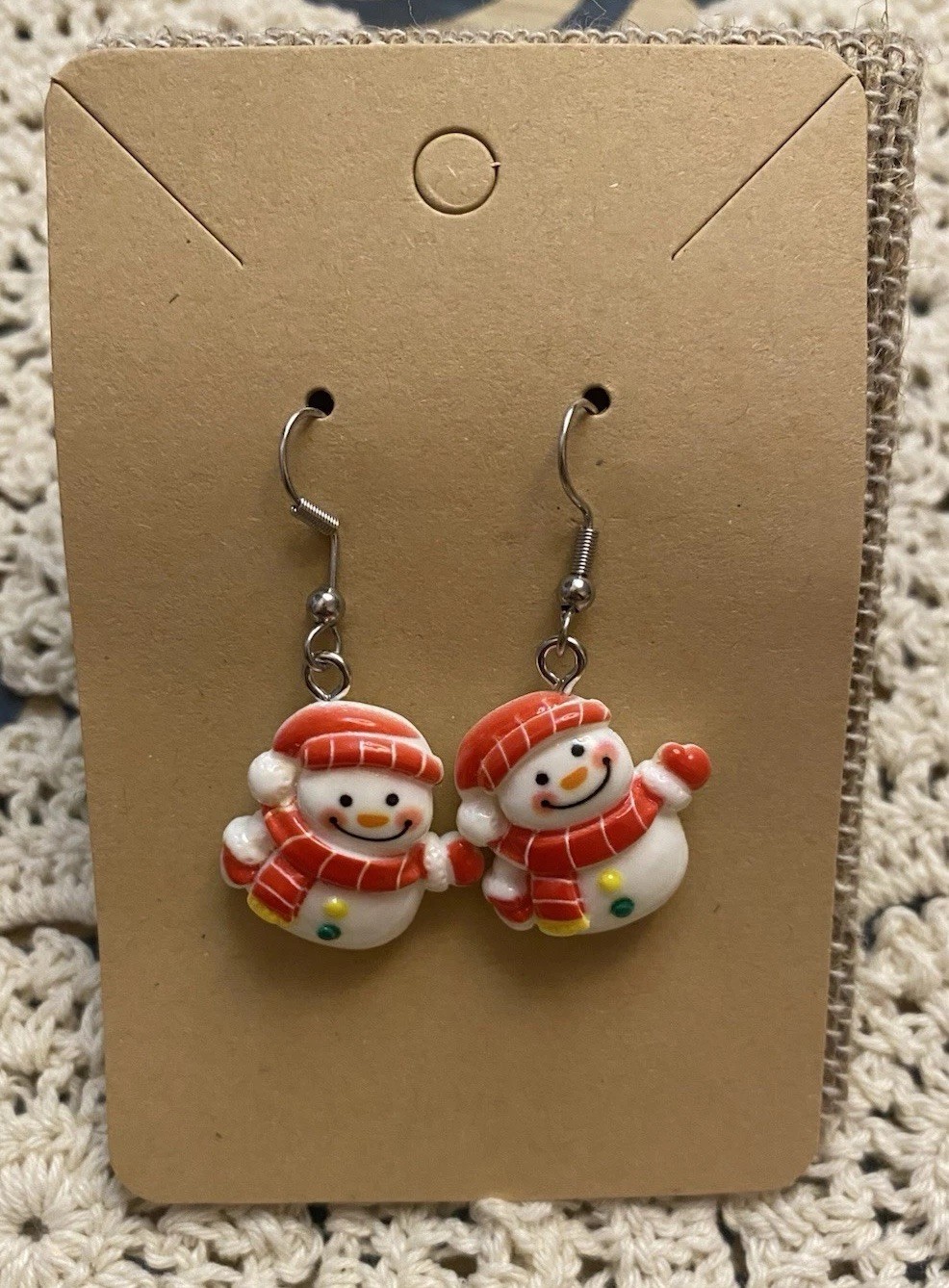 Cute Snowman Christmas Dangle Earrings Holiday Winter Jewelry Gift