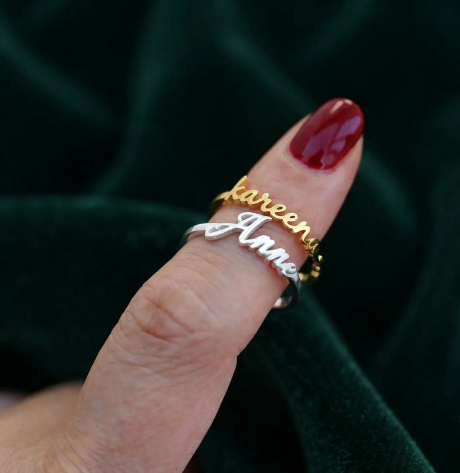 Custom Gold Name Ring Adjustable | Minimalist Personalized Jewelry Gift to her