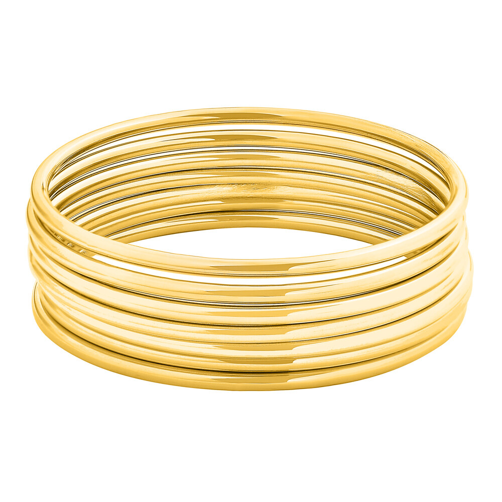Edforce Stainless Steel Glossy Thin Round Bangle Bracelet Set for Women Set of 7