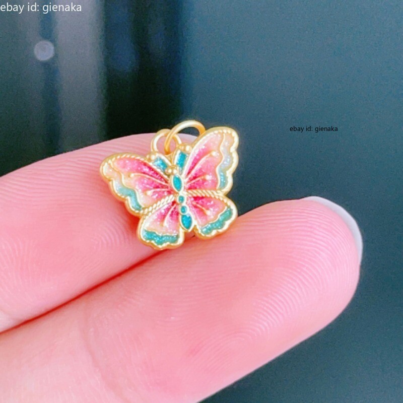 1pcs Pure 999 24K Yellow Gold Lucky Butterfly Charm Women Pendant 0.53-0.65g