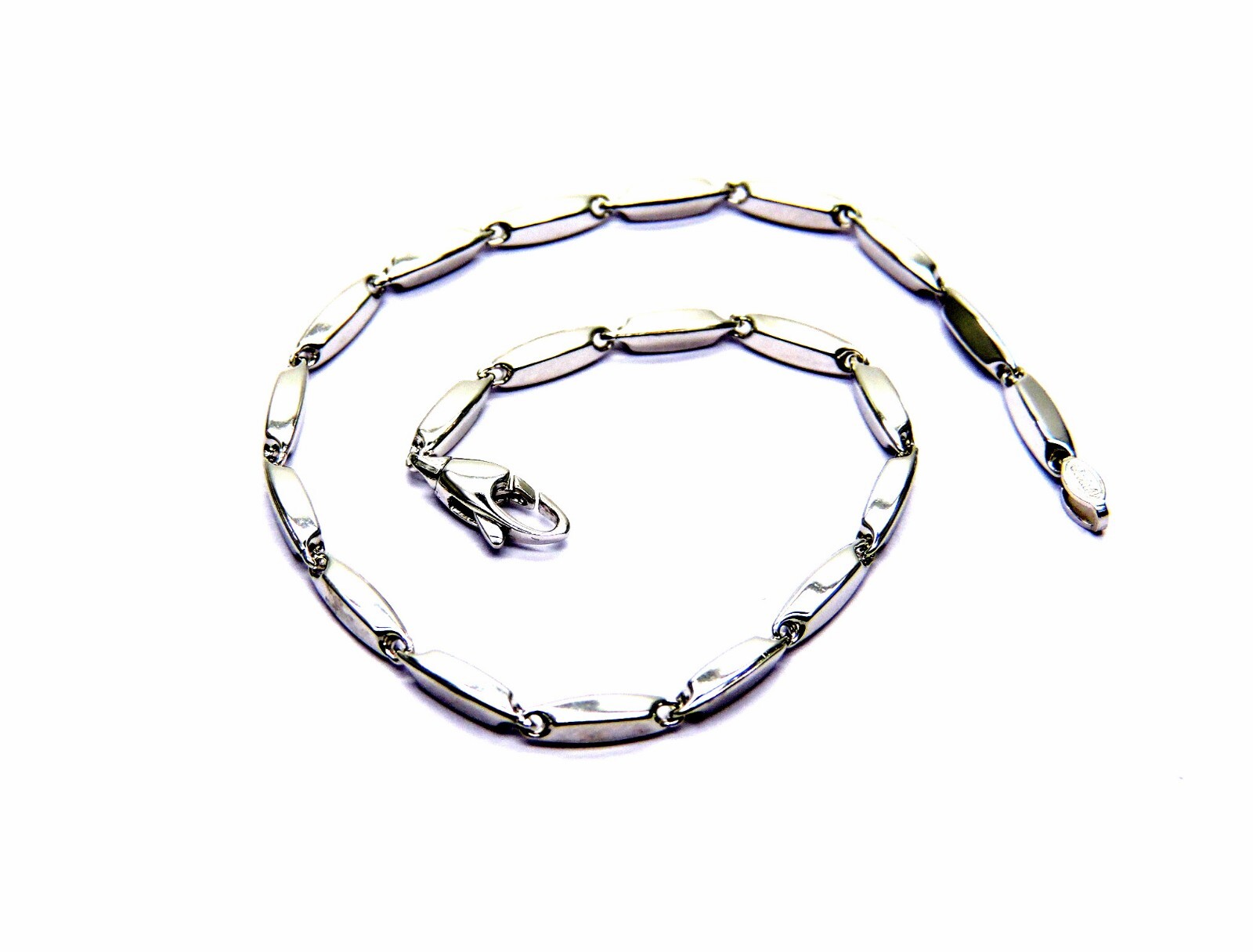 18K White GOLD BRACELET 750(1000) Men Women Knit Classic Segments Cm 20.5