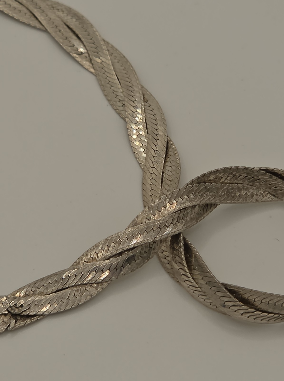 Vintage Italian Sterling Silver Braided Herringbone Bracelet 925 Italy 7.5″
