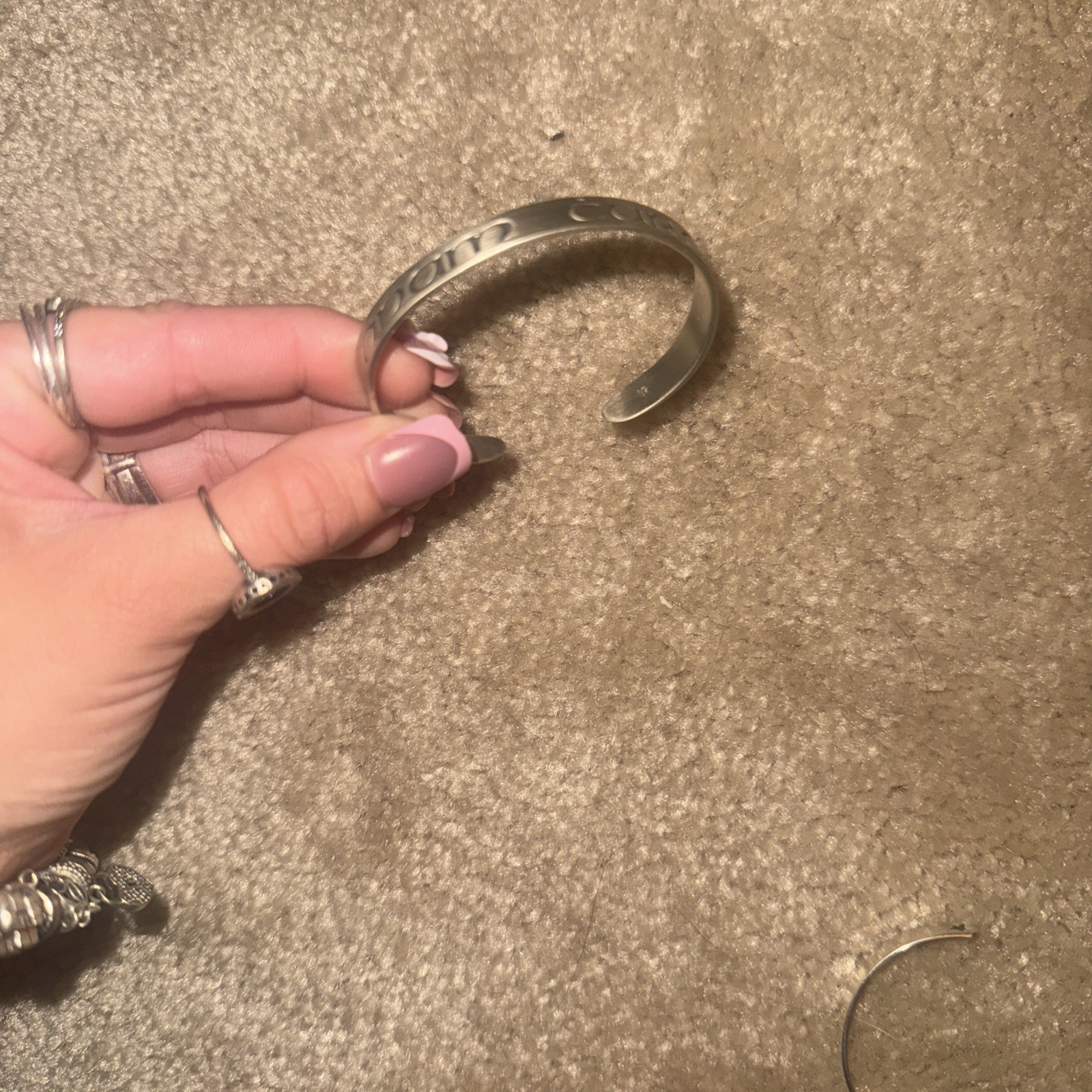 Heavy Sturdy Sterling Silver Irish Bracelet, Inscribed with ‘Mo Anam Cara’ Ga…