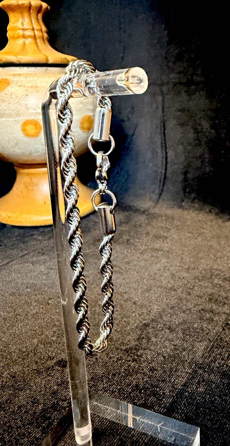 18K White Gold Filled 7in 4MM Rope Bracelet lobster clasp will not tarnish
