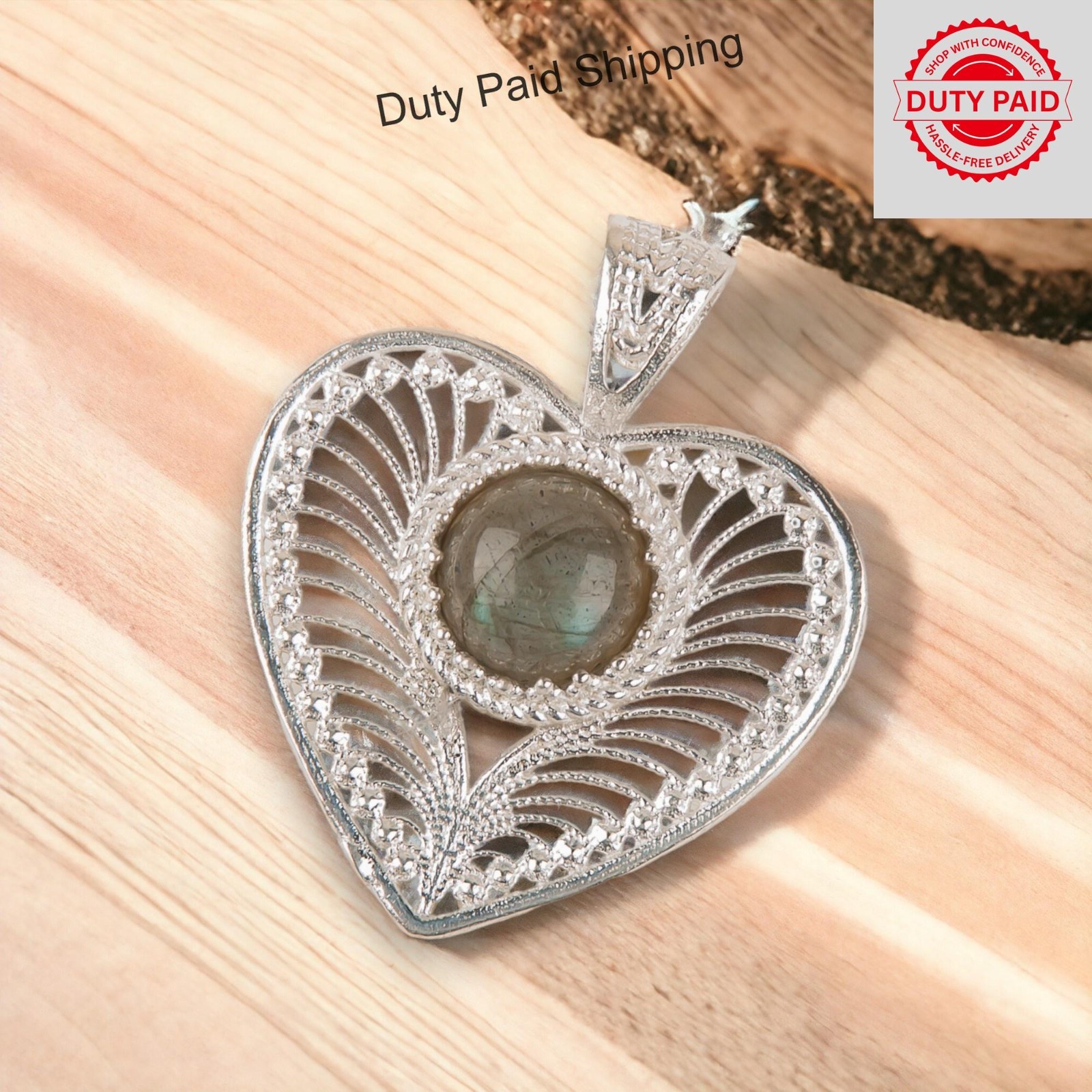 Labradorite Gemstone Jewelry 925 Silver Handmade Pendant 1.4″ For Birthday Gifts