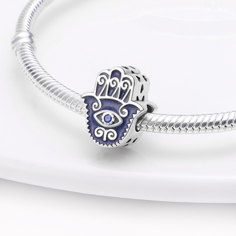 KUNSIR 925 Sterling Silver Charms Blue Beads Charm Dangle For Bracelet DIY Charm