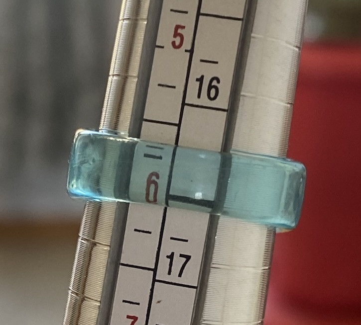 Lucite Blue Acrylic Plastic Ring Clear Rhinestones Size 6