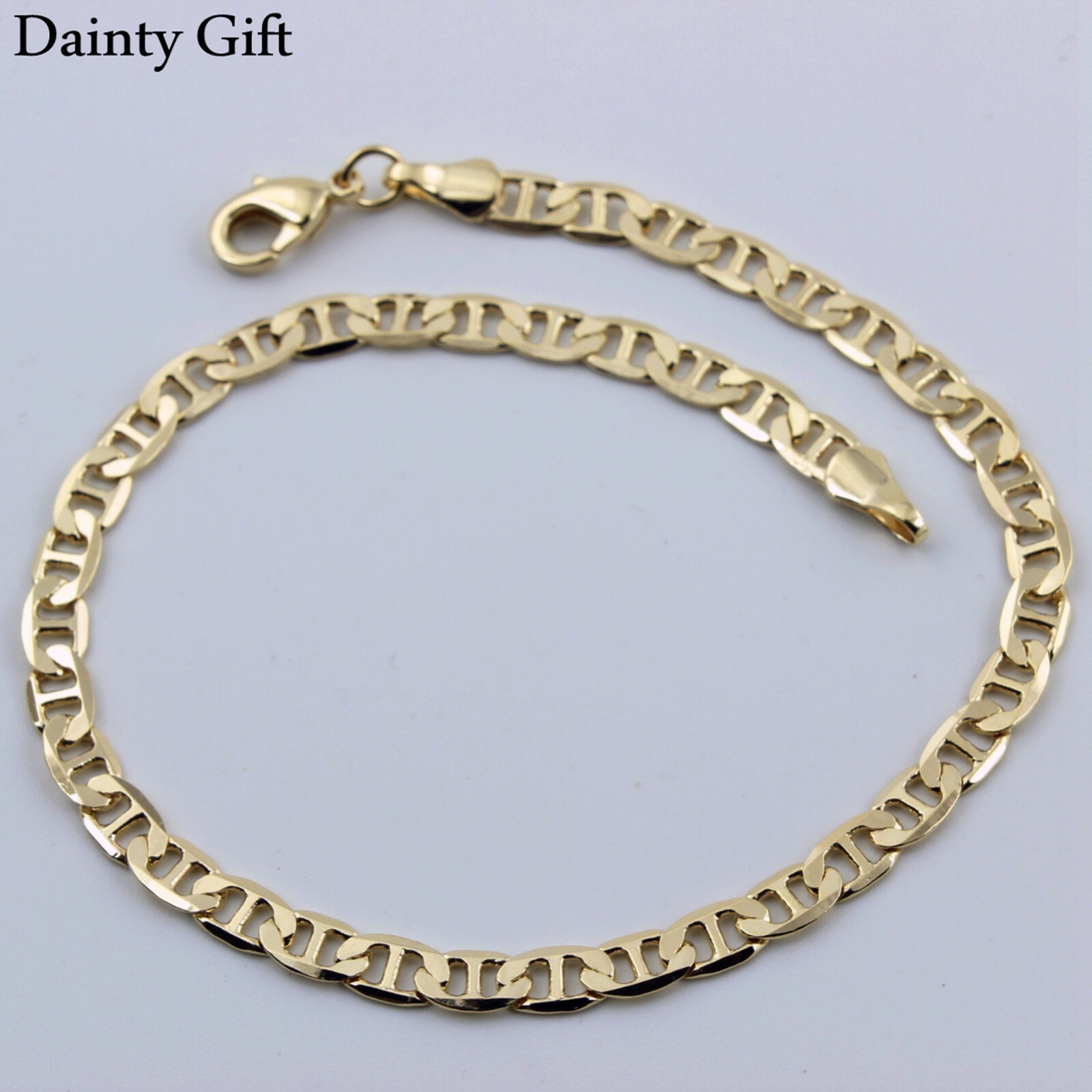 Women Non Fade Gold filled 5 mm Gold Mariner Chain Anklet Foot Bracelet 9.5″