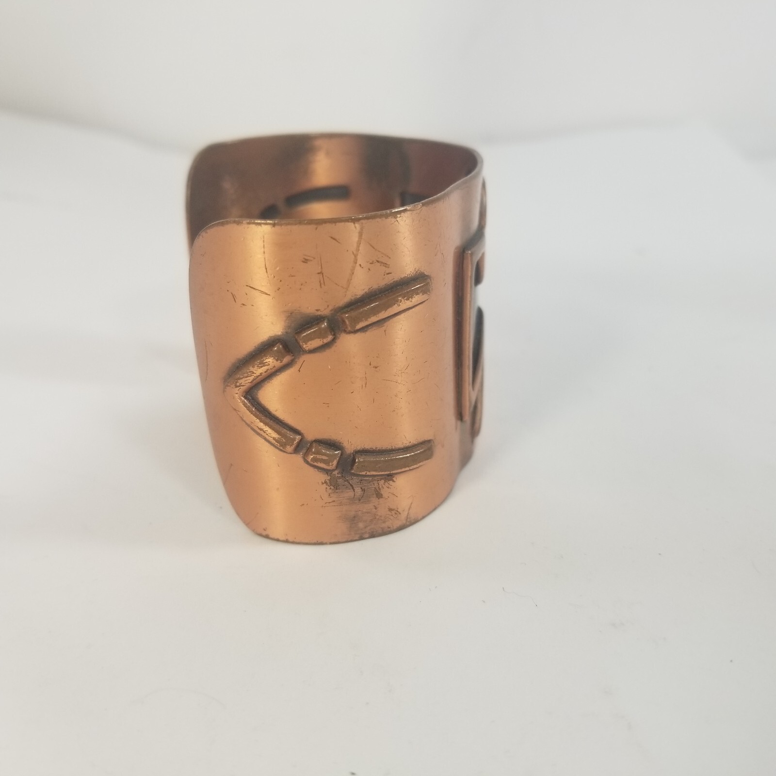Vintage Wide Copper Cuff Bracelet Native American Thunderbird