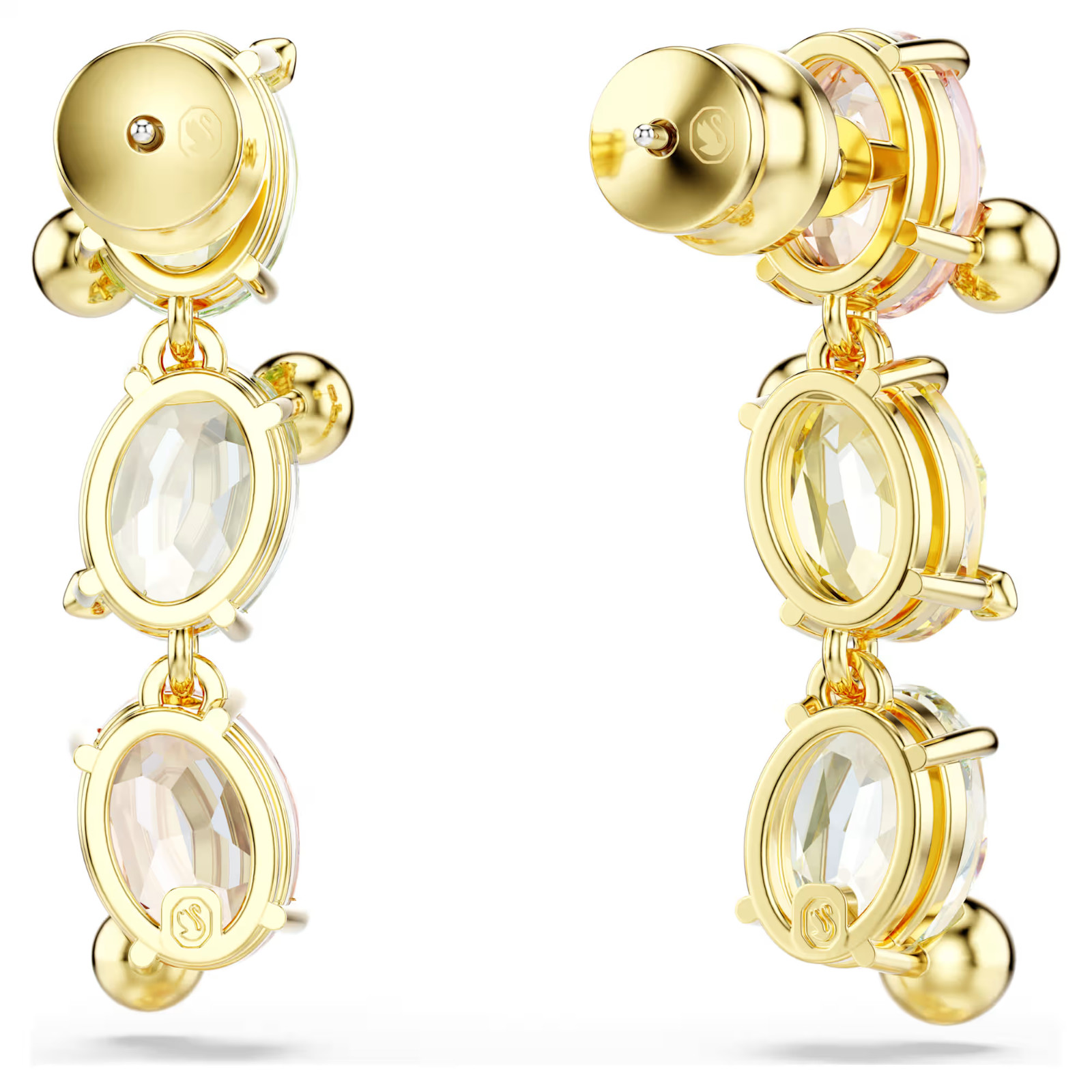Gema Multicolored Gold Plate Drop Earrings Asymmetrical Design Mixed Cuts New
