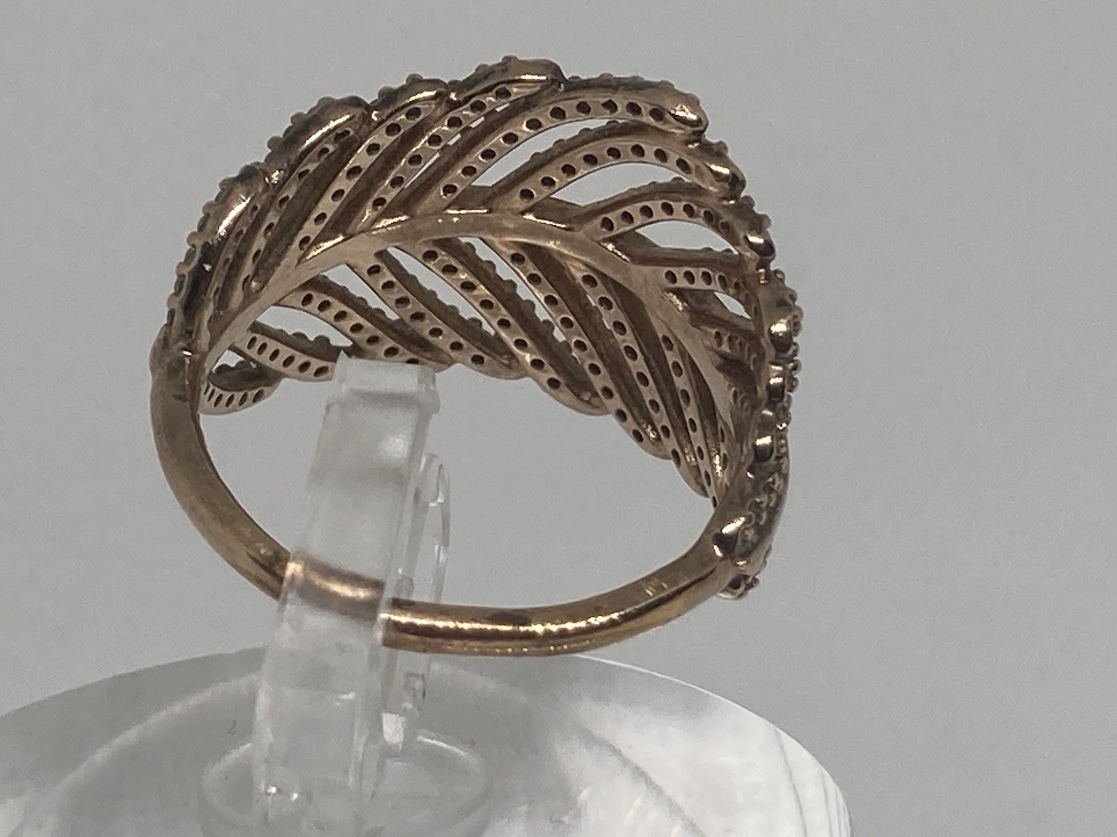 Stamped Algot Enevoldsen Pandora Light As A Feather Ring 14k Rose GP CZ Sz 6
