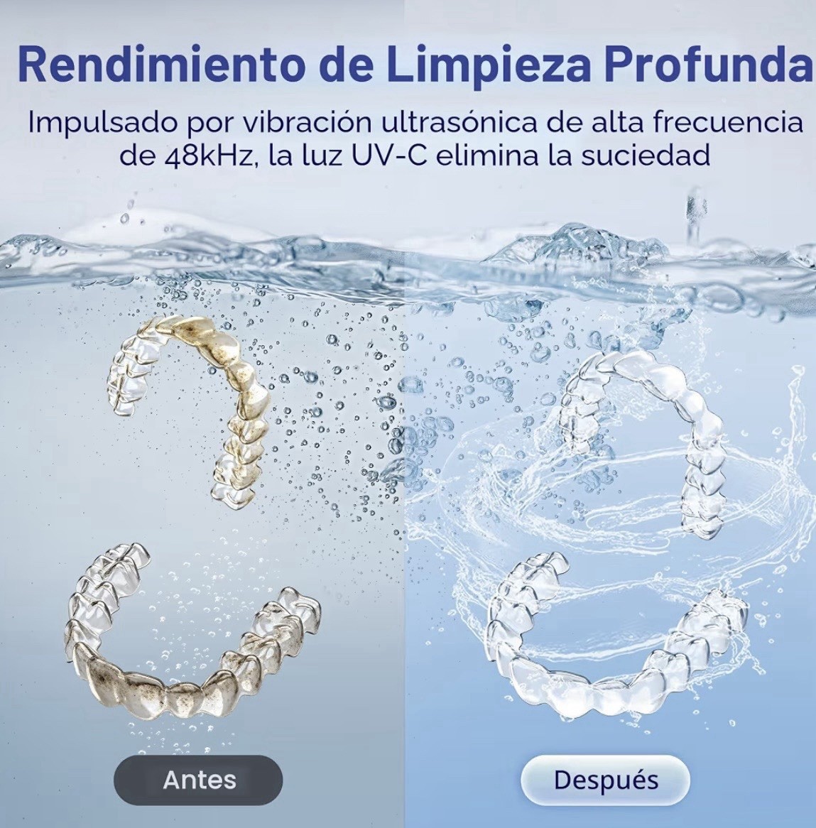 Portable Ultrasonic Retainer Cleaner 48kHz for Dentures, Aligners & Jewelry