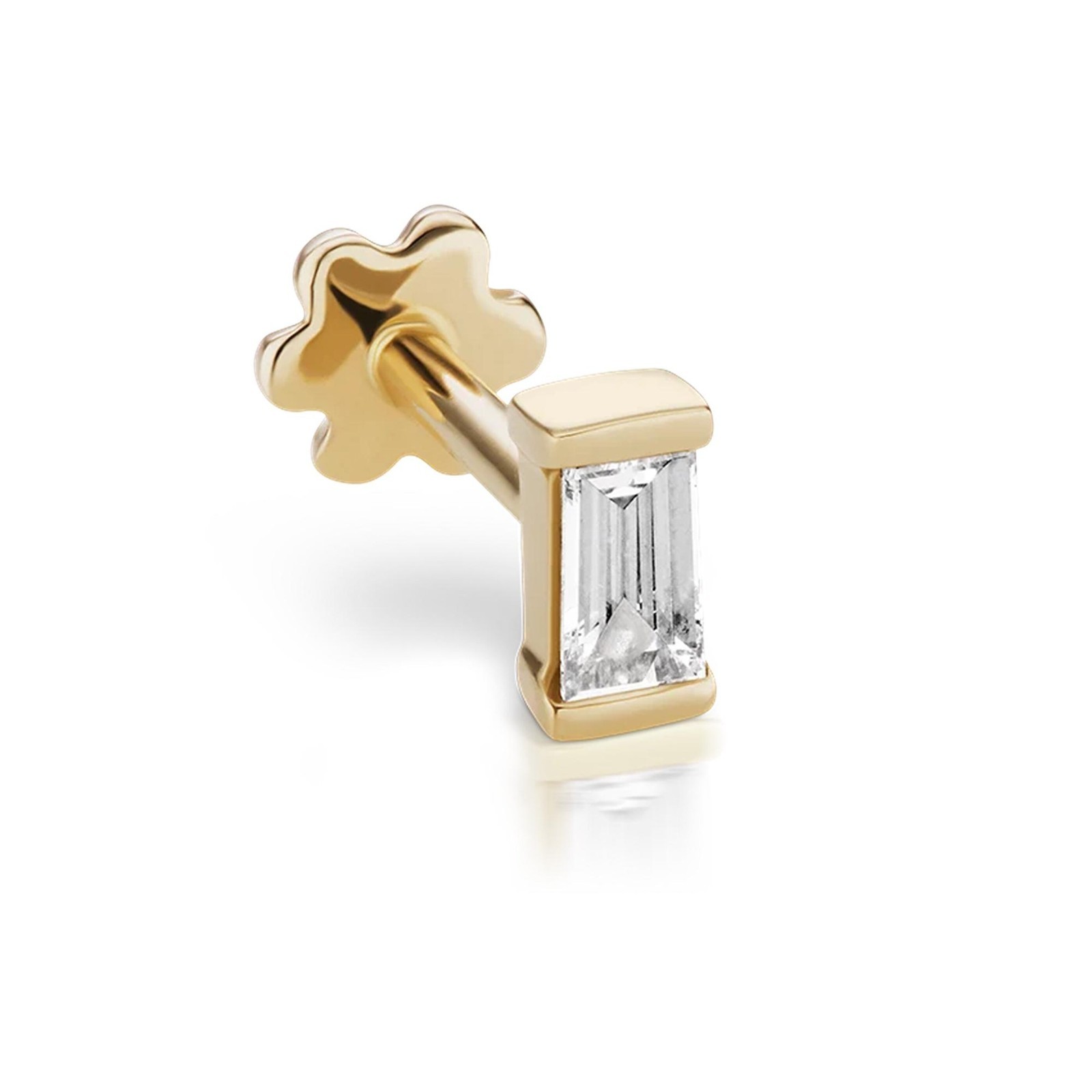 Baguette Moissanite Helix Cartilage Stud 925 Sterling Silver
