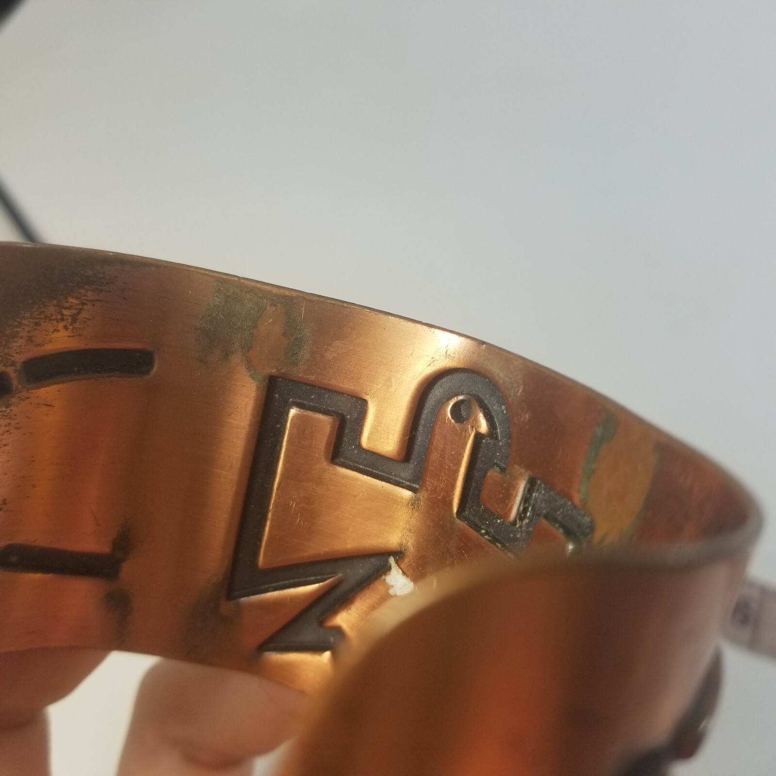 Vintage Wide Copper Cuff Bracelet Native American Thunderbird