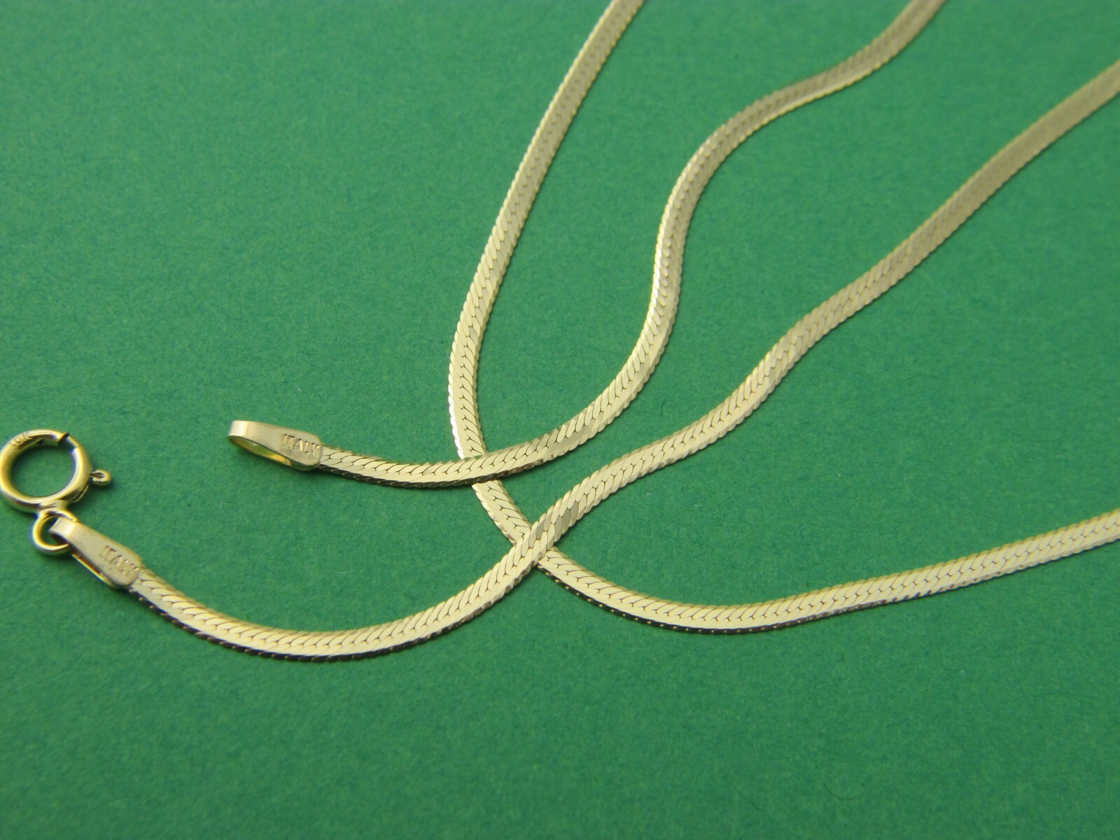 solid 10k gold herringbone necklace Real 10kt gold Italian Necklace