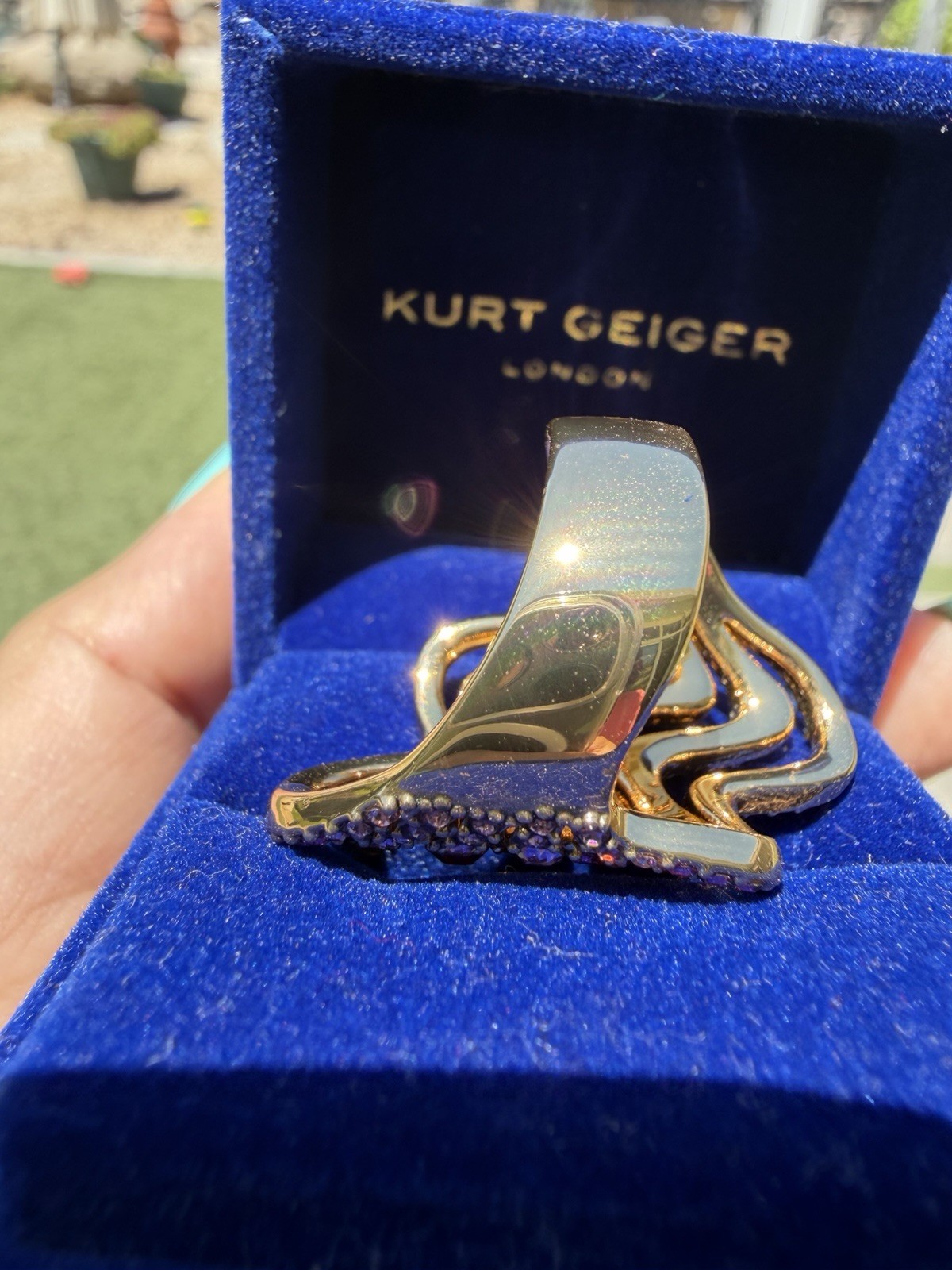 Kurt Geiger Rainbow Wave Cocktail Ring Size 7
