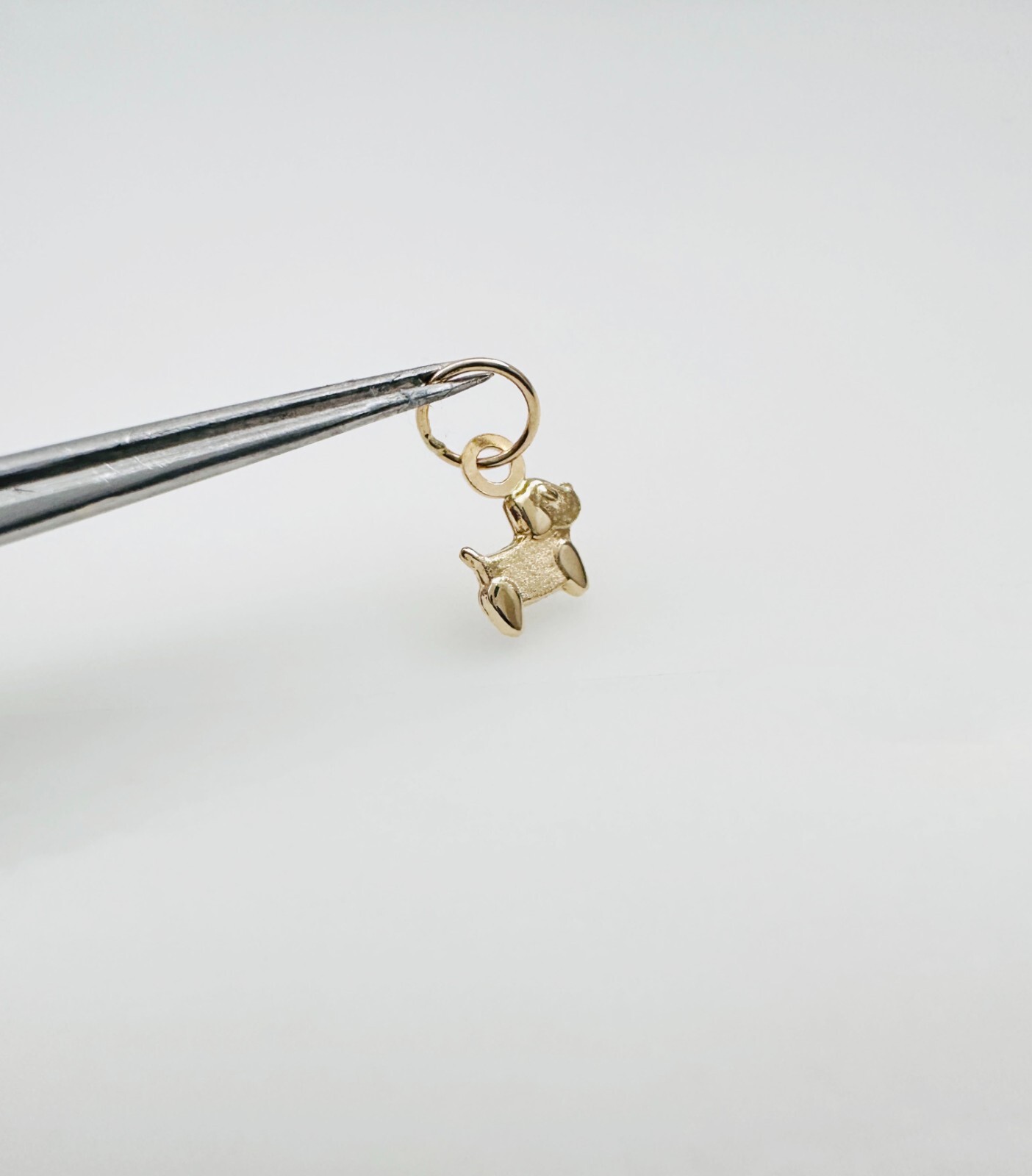 14K Solid Yellow Gold Teeny Tiny – Very Small Dog Puppy Charm Pendant 10x6mm