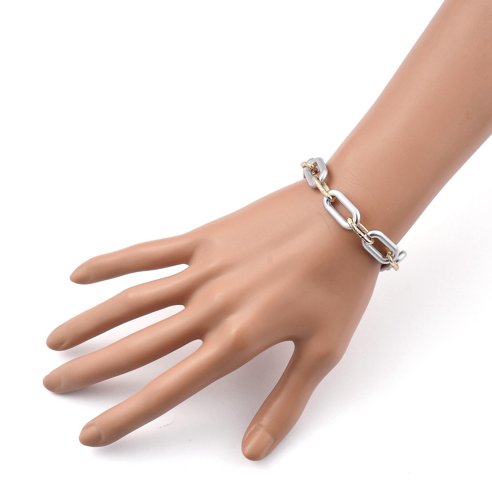 1x CCB Silver Gold Classic Paperclip Charm Chain Bracelet with Toggle Clasps