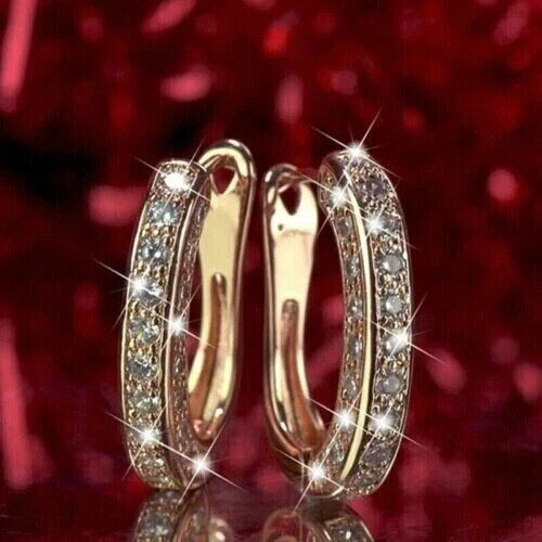 Lab-Created 3Ct Round Cut Diamond Huggie Hoop Earrings 14K Yellow Gold Plated