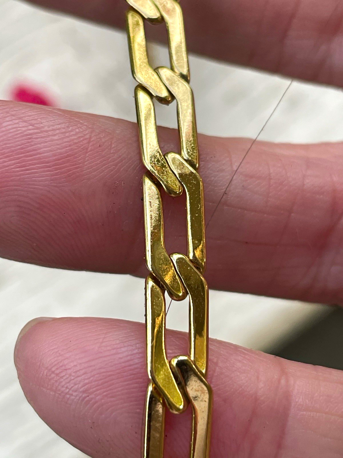 Gold Tone Paperclip Chain Link Bracelet, Lobster Clasp