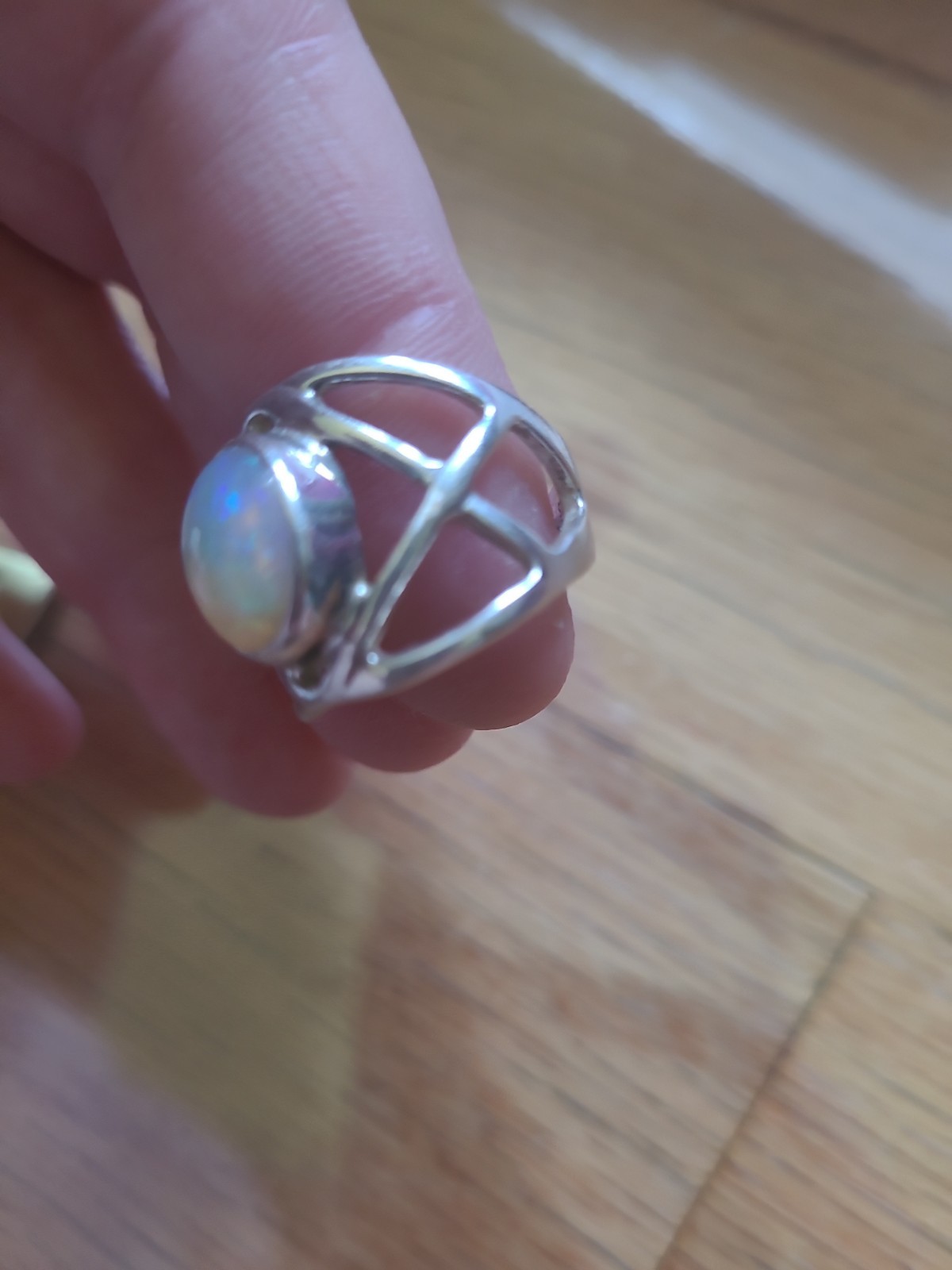 925 Sterling Silver Ethiopian Opal Ring Size 6 JTV Gemstone Jewelry