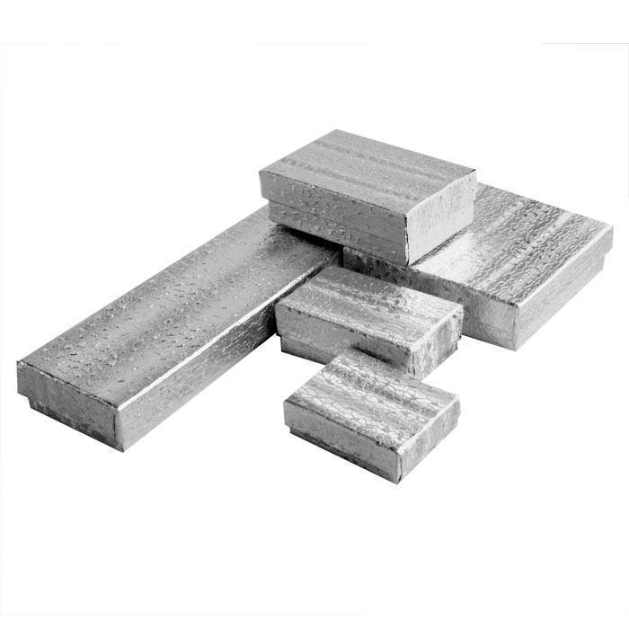 Silver Foil Cotton Filled Gift Boxes Jewelry Cardboard Box Lots of 100, 200, 500