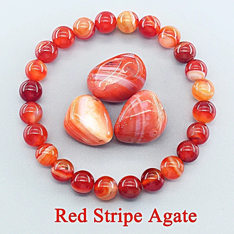 Natural Carnelian 8mm Elastic Beaded Bracelet Healing Reiki Energy Handmade Gift