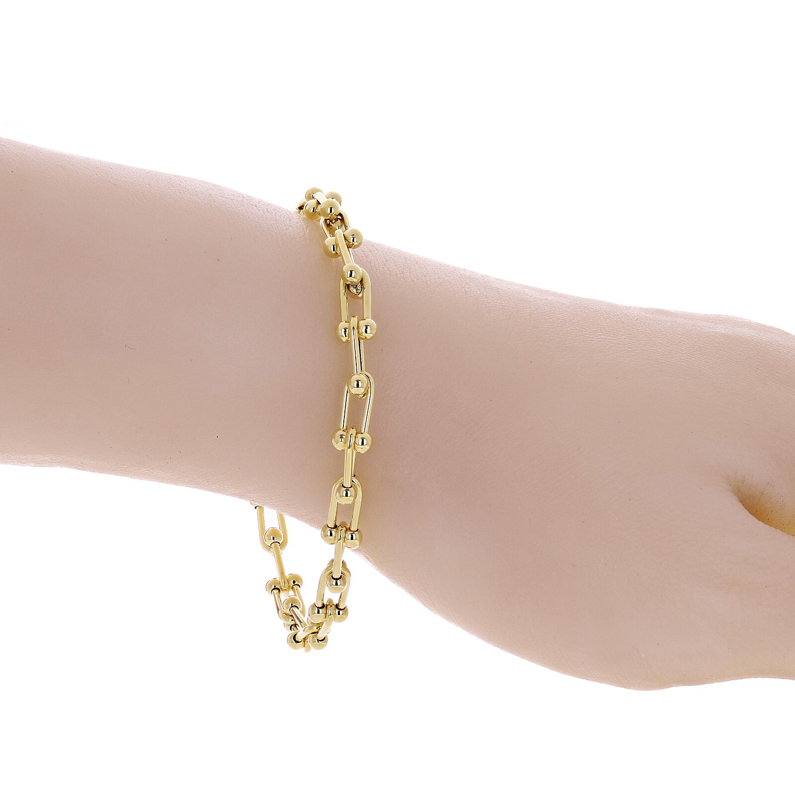 Italian 14k Yellow Gold Semi-Solid U-Link Chain Bracelet 7.5″ 6mm 7.6 grams