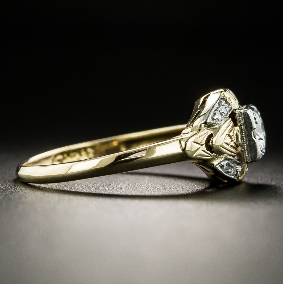 14K Two Tone Gold Over 1Ct Lab-Created Diamond Art Deco Engagement Wedding Ring