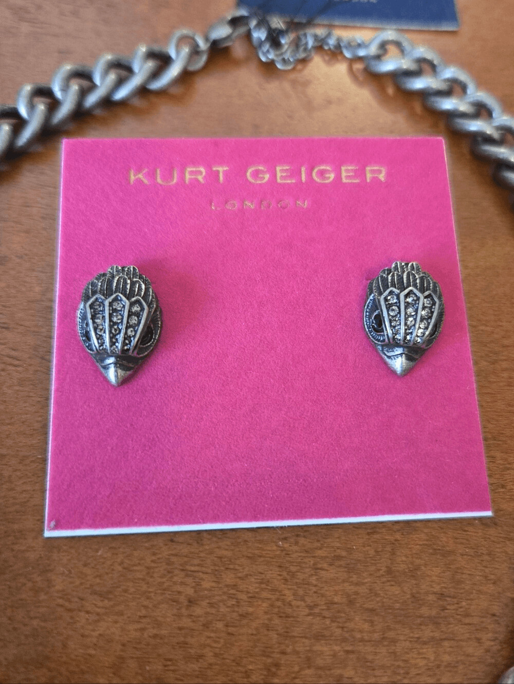NEW Kurt Geiger Eagle Head Chain Necklace & Earring Set