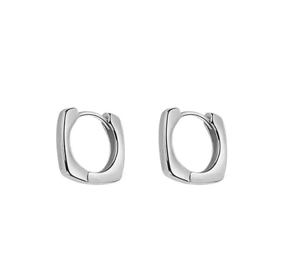 925 Sterling Silver Square Huggie Hoop Earrings Minimalist Small Hoops 472